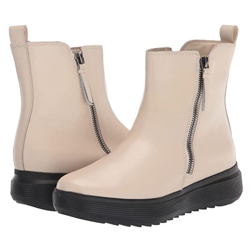 *NIB* Naturalizer TALISE Women's Leather Wedge Comfort Booties in Porcelain